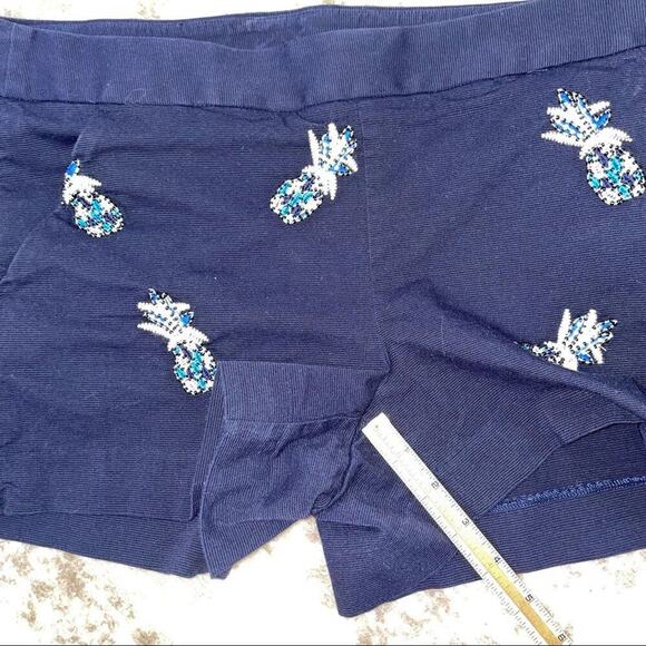 Loft Pineapple Embroidered Shorts ~ Forever Navy SZ 6 LOFT Shorts Navy Beaded - Picture 6 of 10